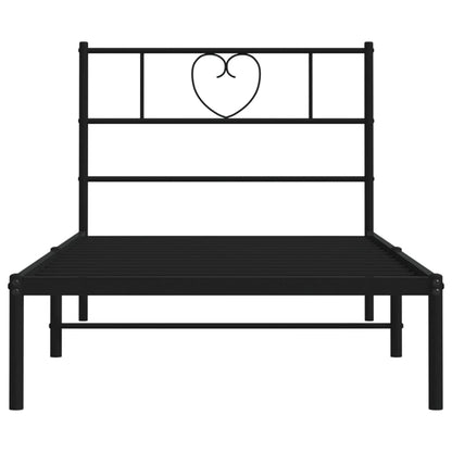 Estrutura de cama com cabeceira 90x190 cm metal preto