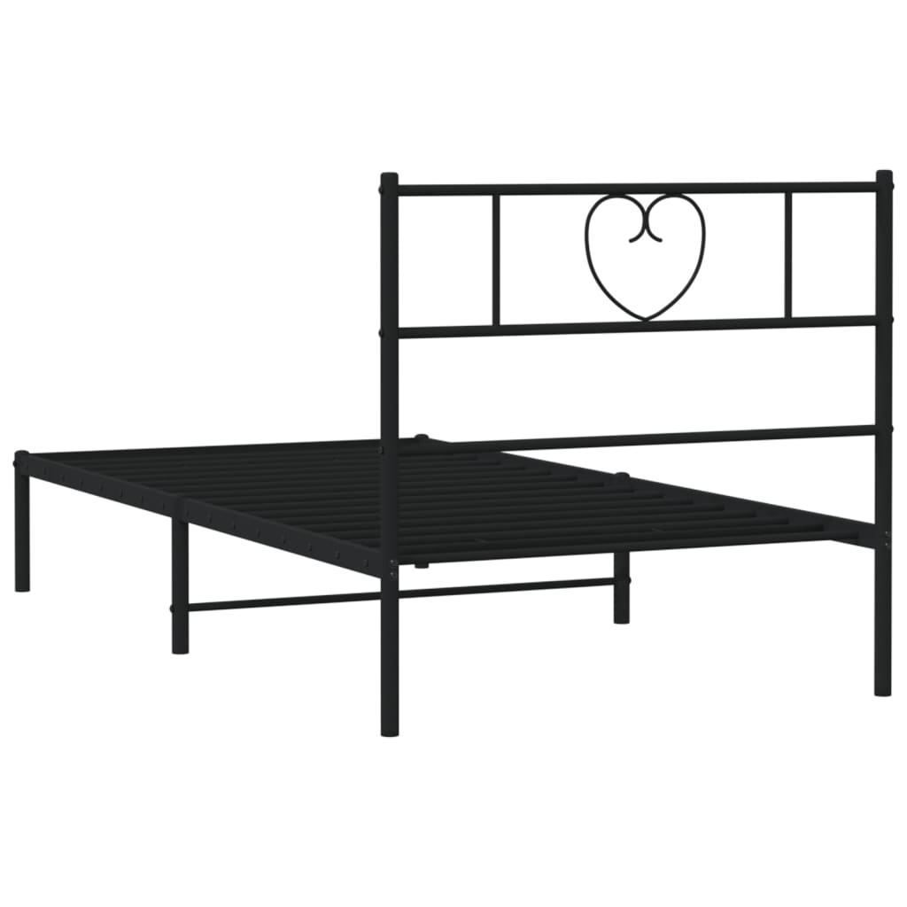 Estrutura de cama com cabeceira 90x190 cm metal preto