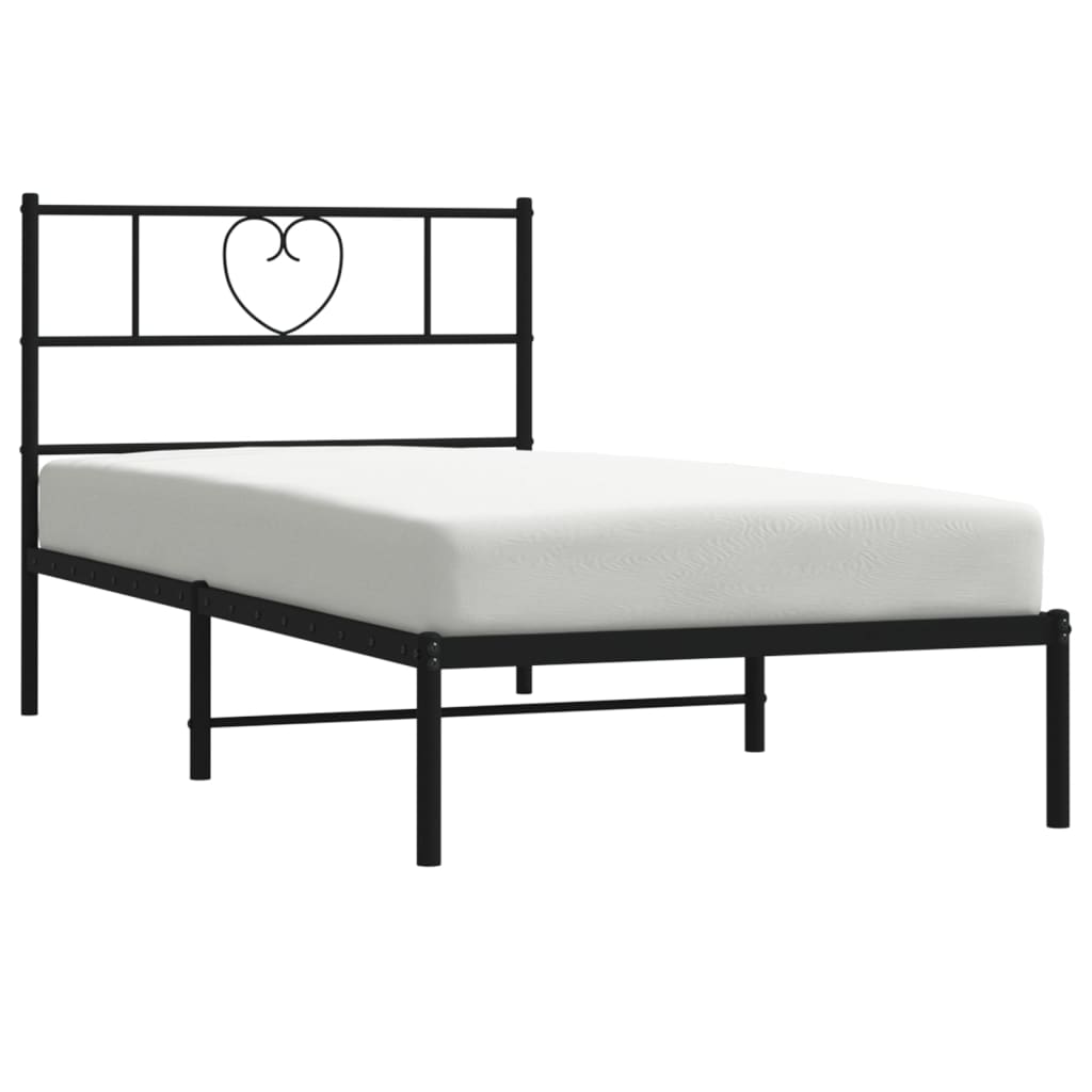 Estrutura de cama com cabeceira 90x200 cm metal preto