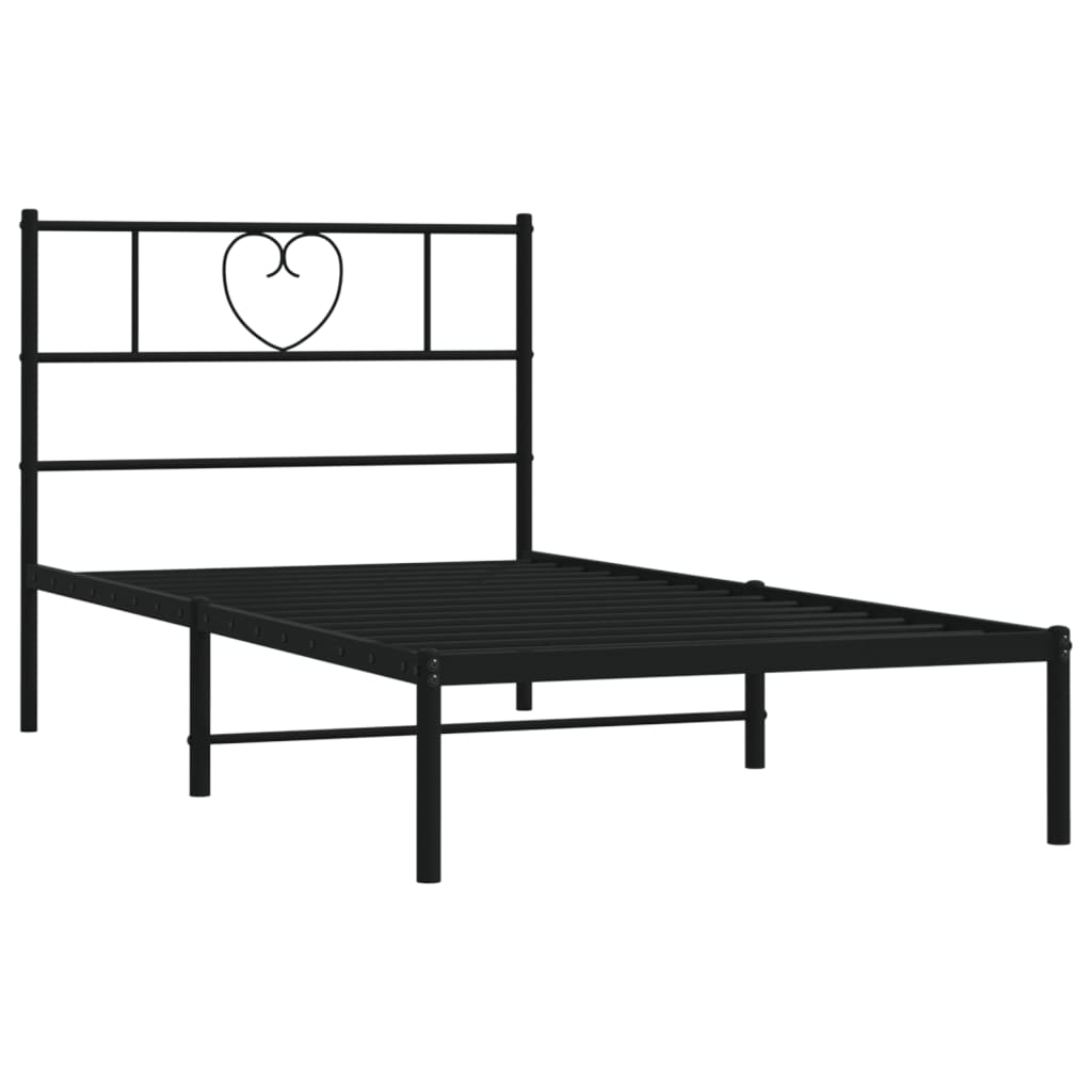 Estrutura de cama com cabeceira 90x200 cm metal preto