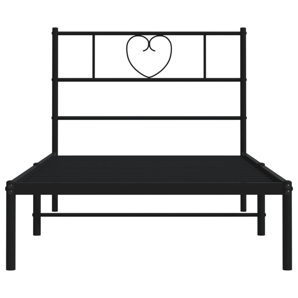 Estrutura de cama com cabeceira 90x200 cm metal preto