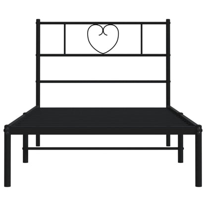 Estrutura de cama com cabeceira 90x200 cm metal preto