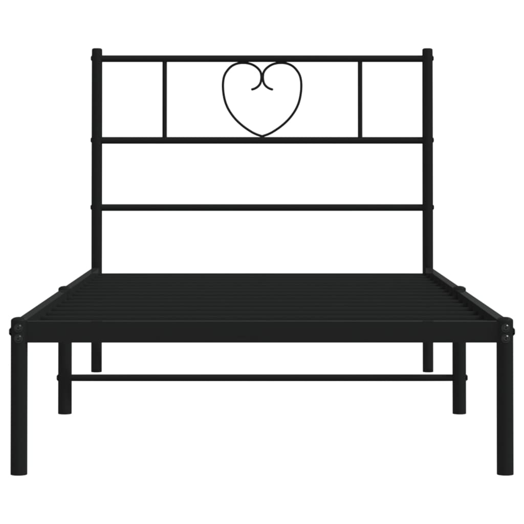 Estrutura de cama com cabeceira 100x190 cm metal preto