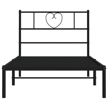 Estrutura de cama com cabeceira 100x190 cm metal preto