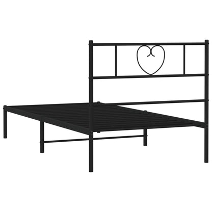 Estrutura de cama com cabeceira 100x200 cm metal preto