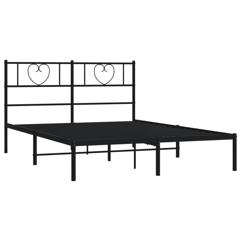 Estrutura de cama com cabeceira 140x190 cm metal preto