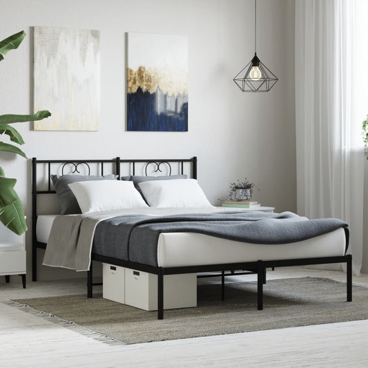 Estrutura de cama com cabeceira 140x190 cm metal preto