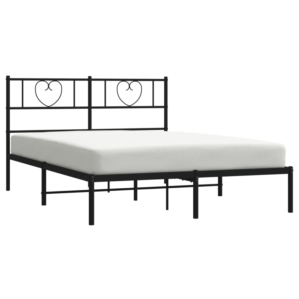 Estrutura de cama em metal com cabeceira 150x200 cm preto