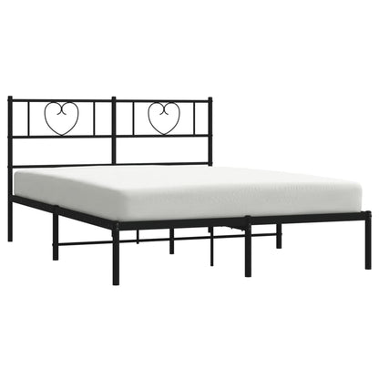 Estrutura de cama em metal com cabeceira 150x200 cm preto