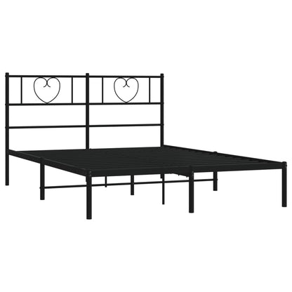 Estrutura de cama em metal com cabeceira 150x200 cm preto