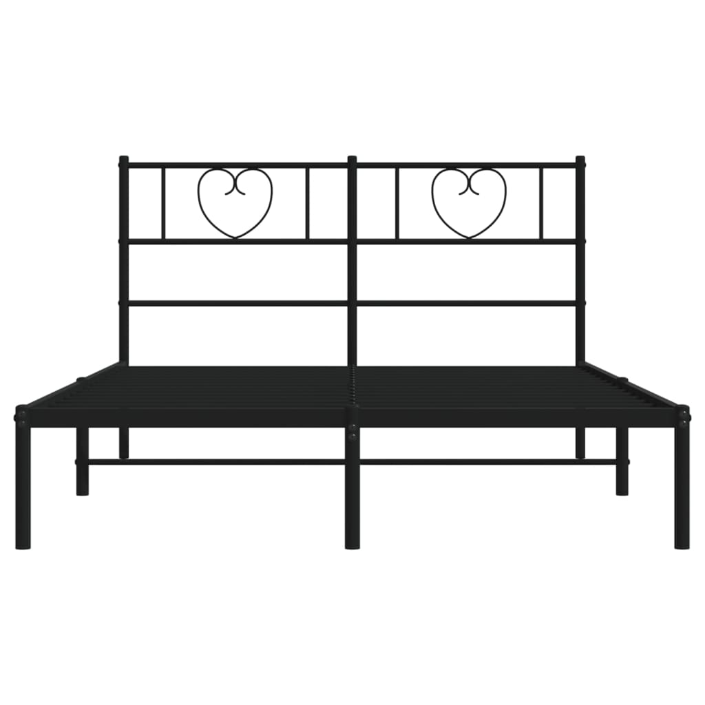 Estrutura de cama em metal com cabeceira 150x200 cm preto