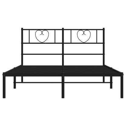 Estrutura de cama em metal com cabeceira 150x200 cm preto