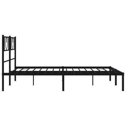 Estrutura de cama em metal com cabeceira 150x200 cm preto