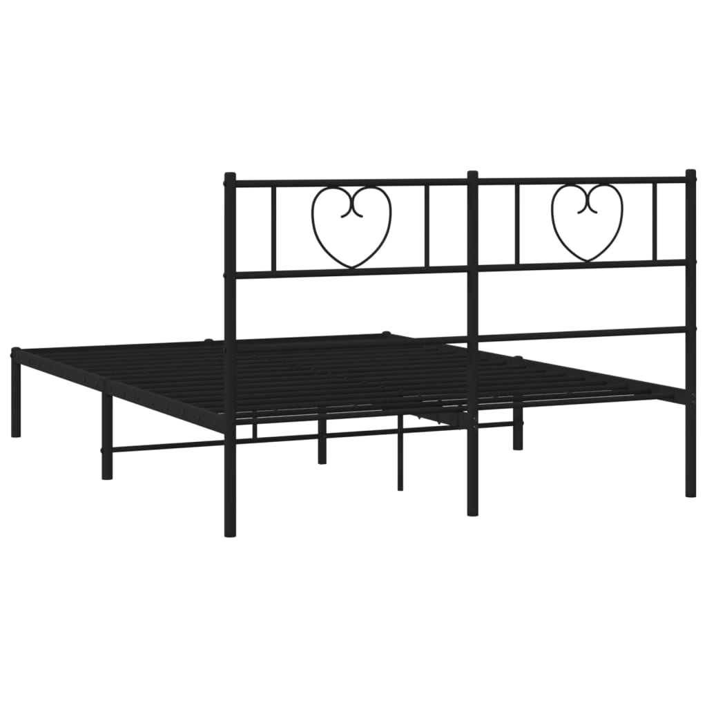 Estrutura de cama em metal com cabeceira 150x200 cm preto