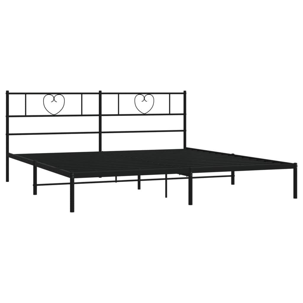 Estrutura de cama com cabeceira 200x200 cm metal preto