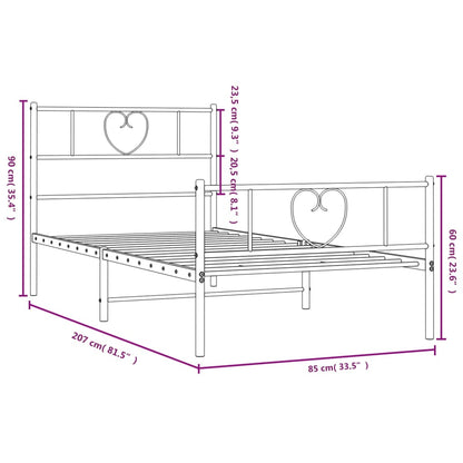 Estrutura de cama com cabeceira e pés 80x200 cm metal preto