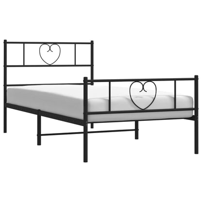 Estrutura de cama com cabeceira e pés 90x190 cm metal preto