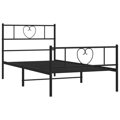 Estrutura de cama com cabeceira e pés 100x190 cm metal preto