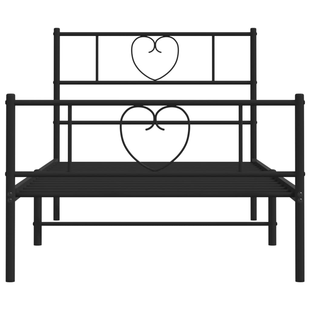 Estrutura de cama com cabeceira e pés 100x190 cm metal preto