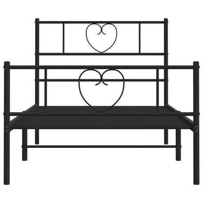 Estrutura de cama com cabeceira e pés 100x190 cm metal preto