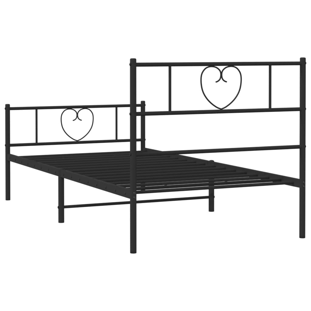 Estrutura de cama com cabeceira e pés 100x190 cm metal preto