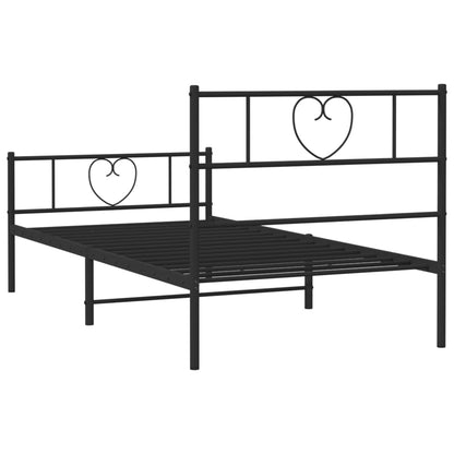 Estrutura de cama com cabeceira e pés 100x200 cm metal preto