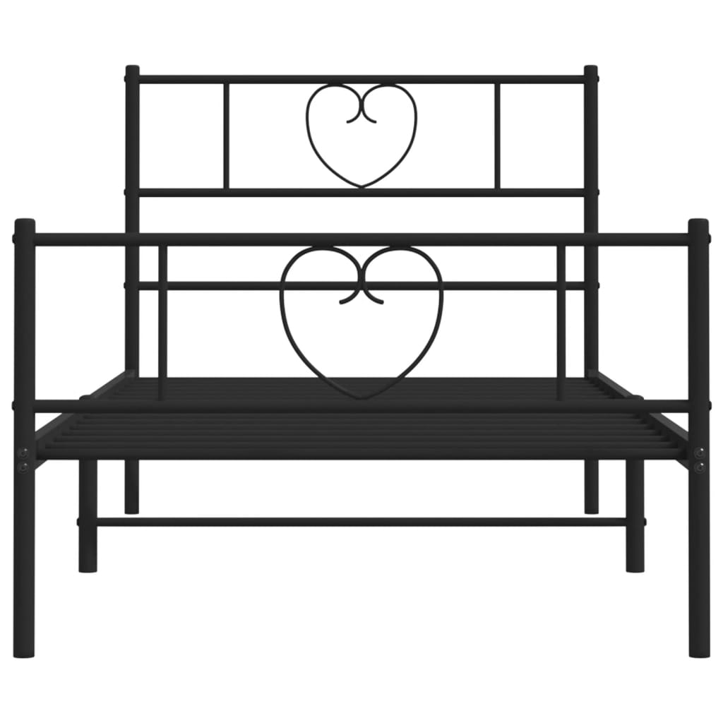 Estrutura de cama com cabeceira e pés 107x203 cm metal preto