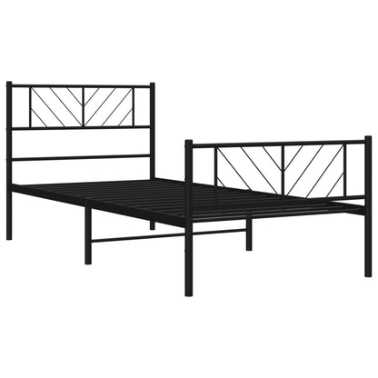 Estrutura de cama com cabeceira e pés 107x203 cm metal preto