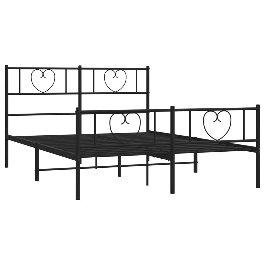 Estrutura de cama com cabeceira e pés 120x200 cm metal preto