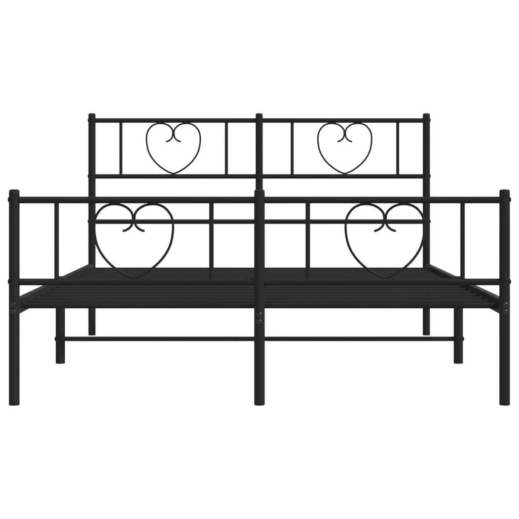 Estrutura de cama com cabeceira e pés 120x200 cm metal preto