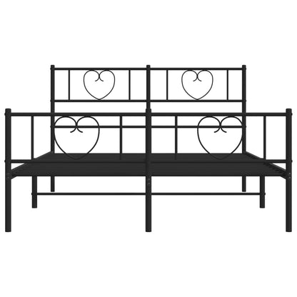 Estrutura de cama com cabeceira e pés 120x200 cm metal preto