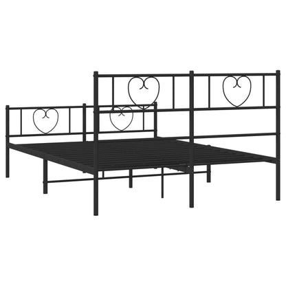 Estrutura de cama com cabeceira e pés 120x200 cm metal preto