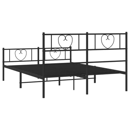 Estrutura de cama com cabeceira e pés 140x190 cm metal preto