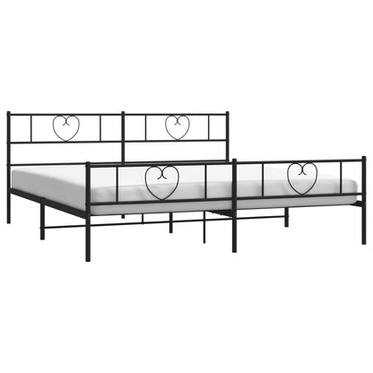 Estrutura de cama com cabeceira e pés 180x200 cm metal preto