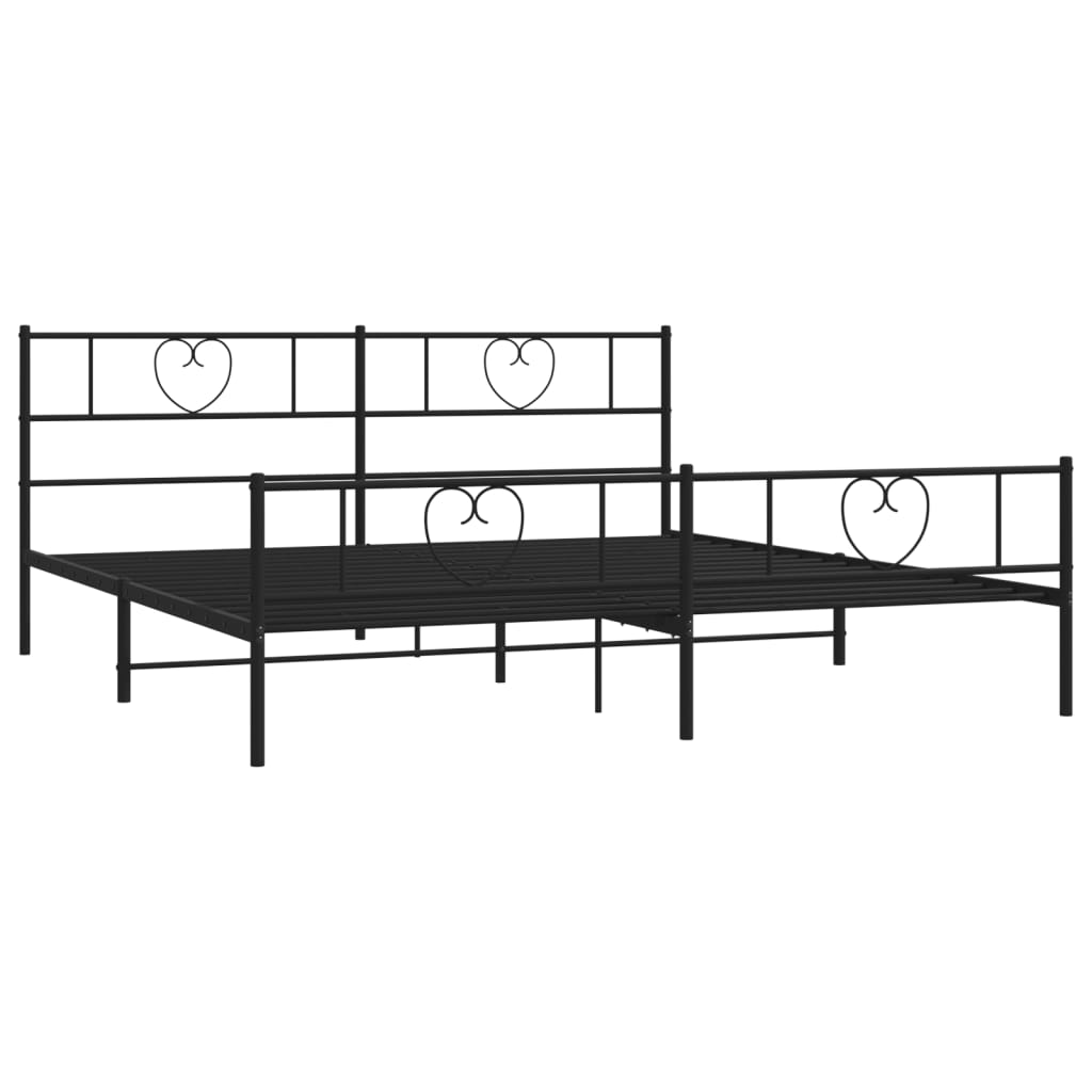 Estrutura de cama com cabeceira e pés 180x200 cm metal preto