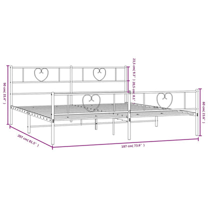 Estrutura de cama com cabeceira e pés 180x200 cm metal preto