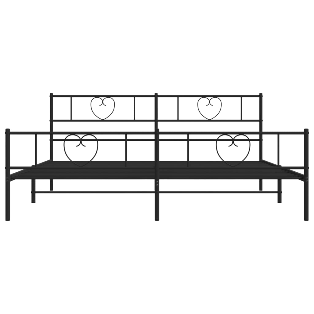 Estrutura de cama com cabeceira e pés 183x213 cm metal preto