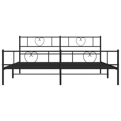 Estrutura de cama com cabeceira e pés 183x213 cm metal preto