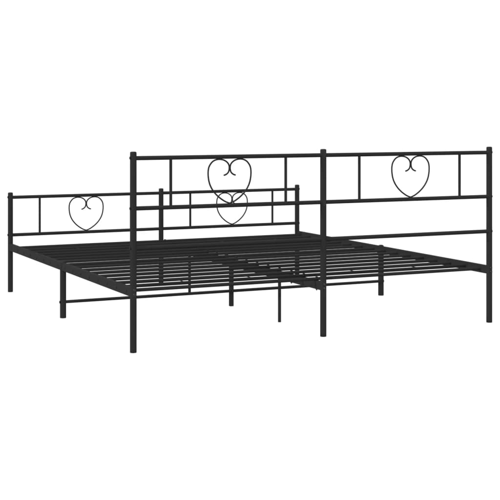 Estrutura de cama com cabeceira e pés 183x213 cm metal preto