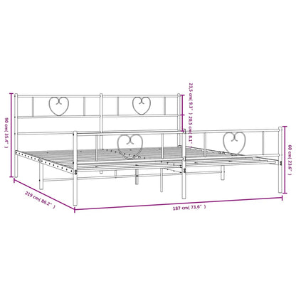 Estrutura de cama com cabeceira e pés 183x213 cm metal preto