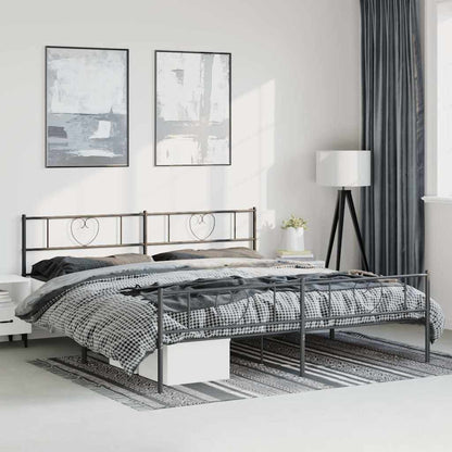 Estrutura de cama com cabeceira e pés 193x203 cm metal preto