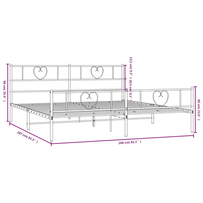 Estrutura de cama com cabeceira e pés 200x200 cm metal preto