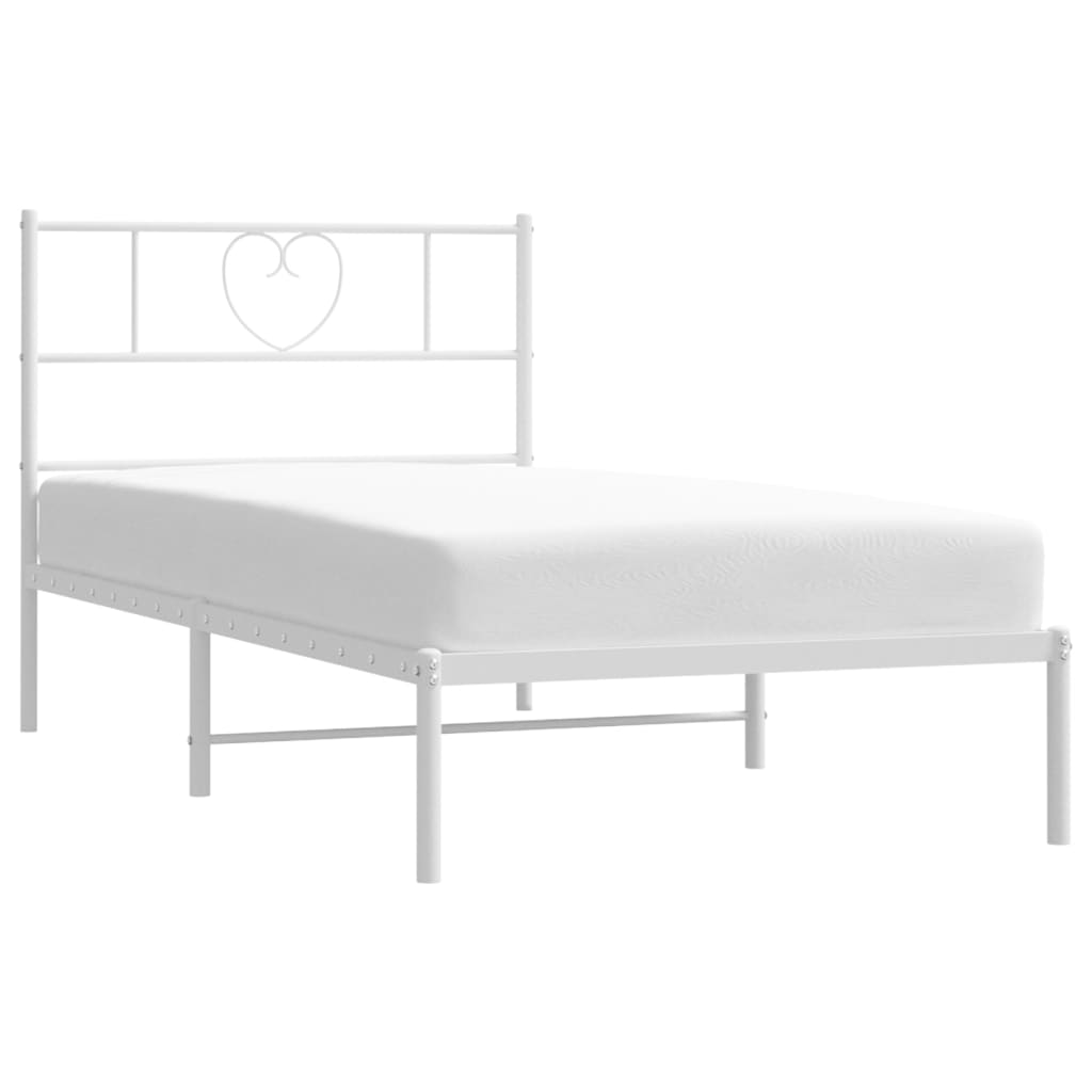 Estrutura de cama com cabeceira 90x190 cm metal branco