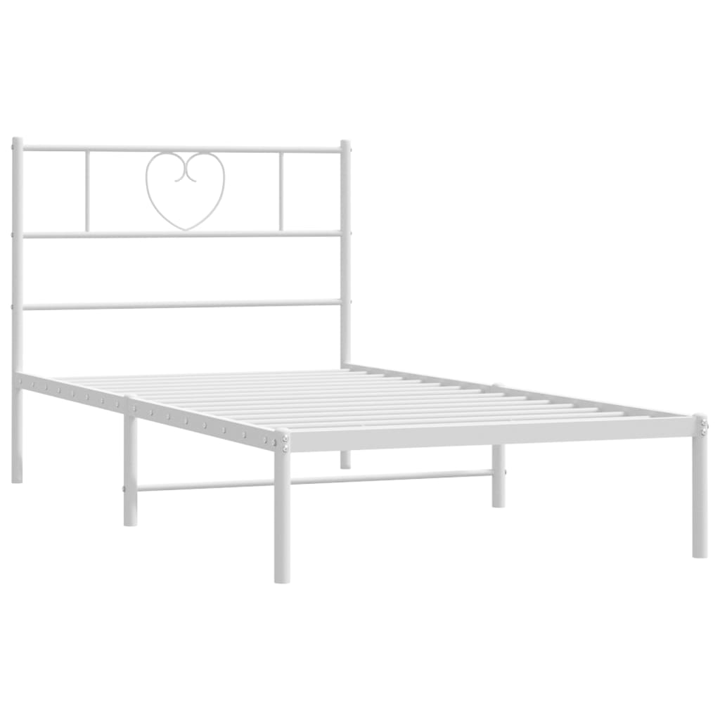 Estrutura de cama com cabeceira 90x190 cm metal branco