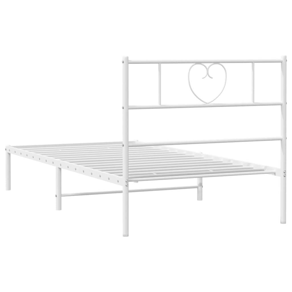 Estrutura de cama com cabeceira 90x190 cm metal branco