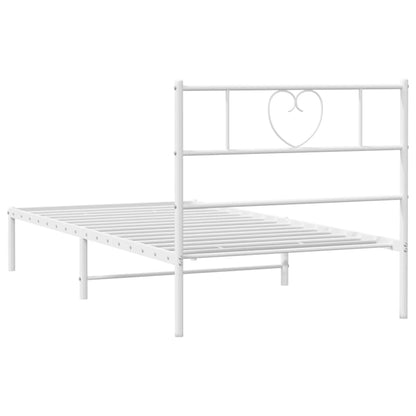 Estrutura de cama com cabeceira 90x190 cm metal branco