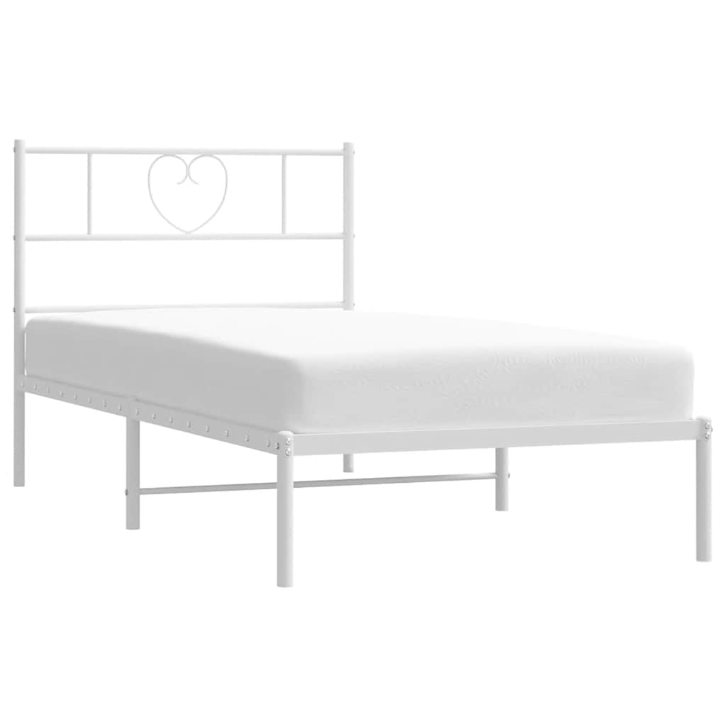 Estrutura de cama com cabeceira 100x190 cm metal branco