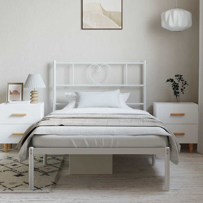 Estrutura de cama com cabeceira 100x190 cm metal branco