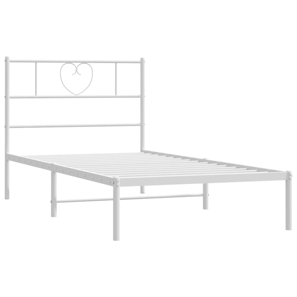 Estrutura de cama com cabeceira 100x200 cm metal branco