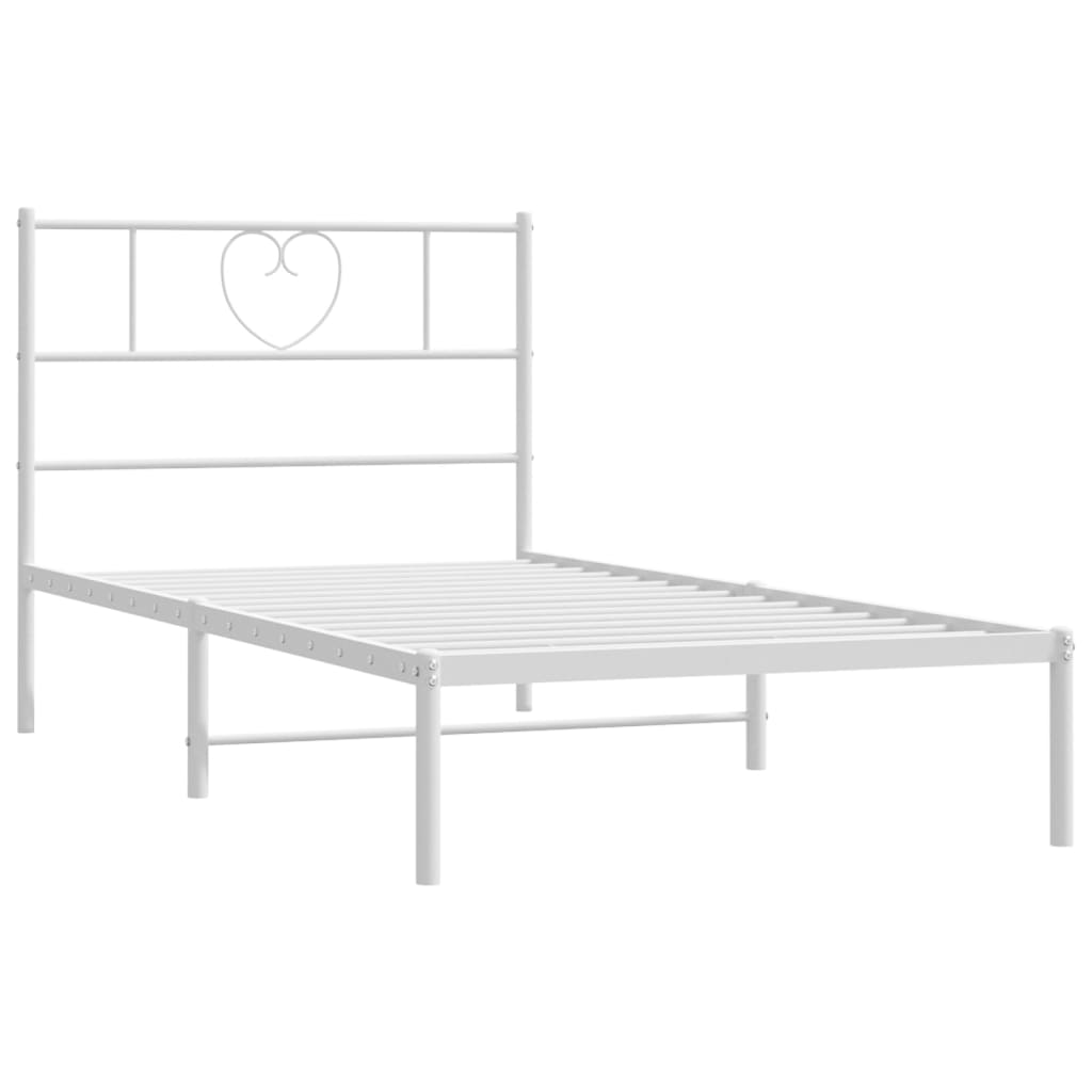 Estrutura de cama em metal com cabeceira 107x203 cm branco